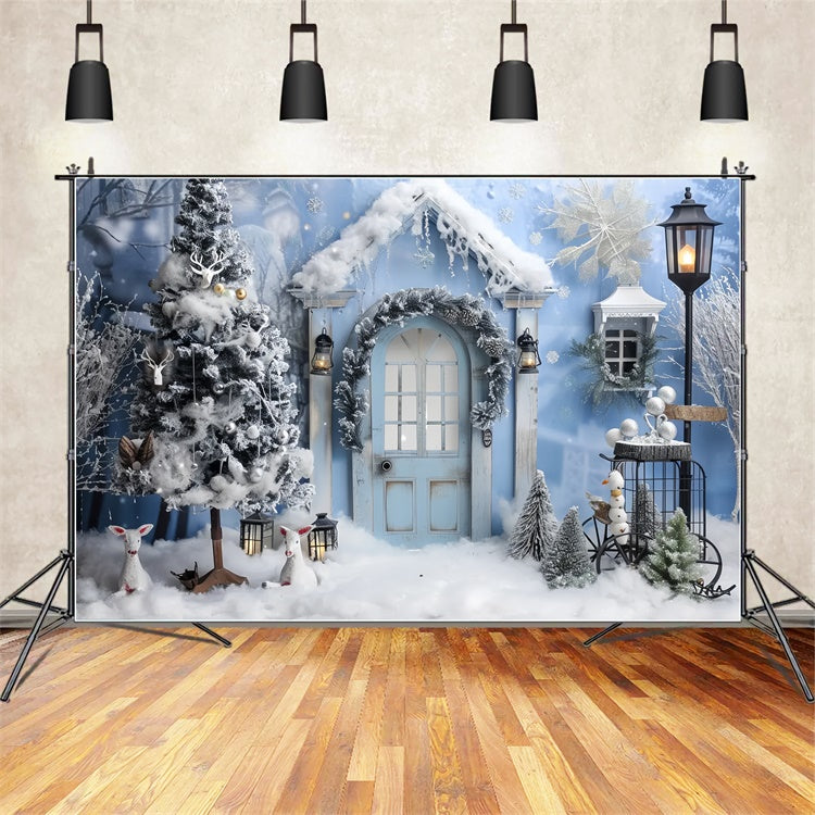 Sfondo Di Natale Winter Wonderland Con Cabina Innevata BRP9-25