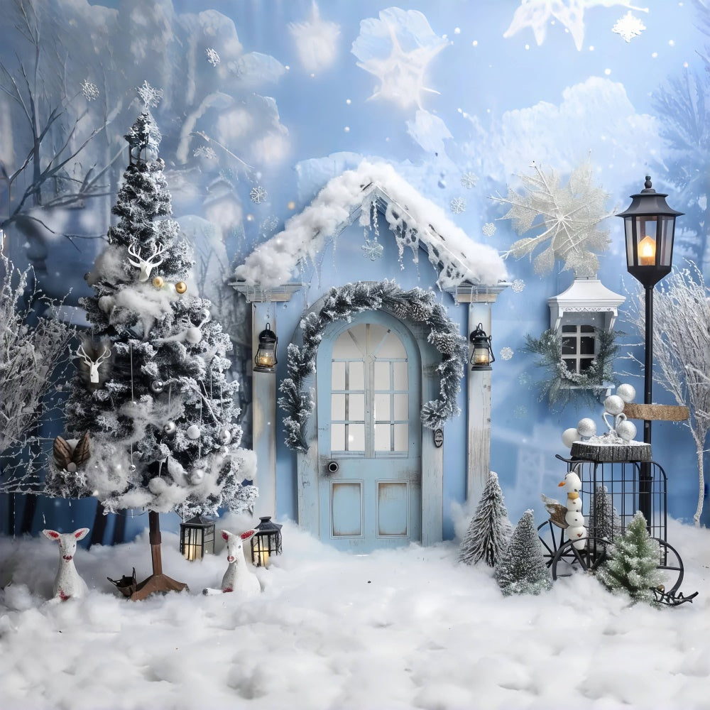 Sfondo Di Natale Winter Wonderland Con Cabina Innevata BRP9-25