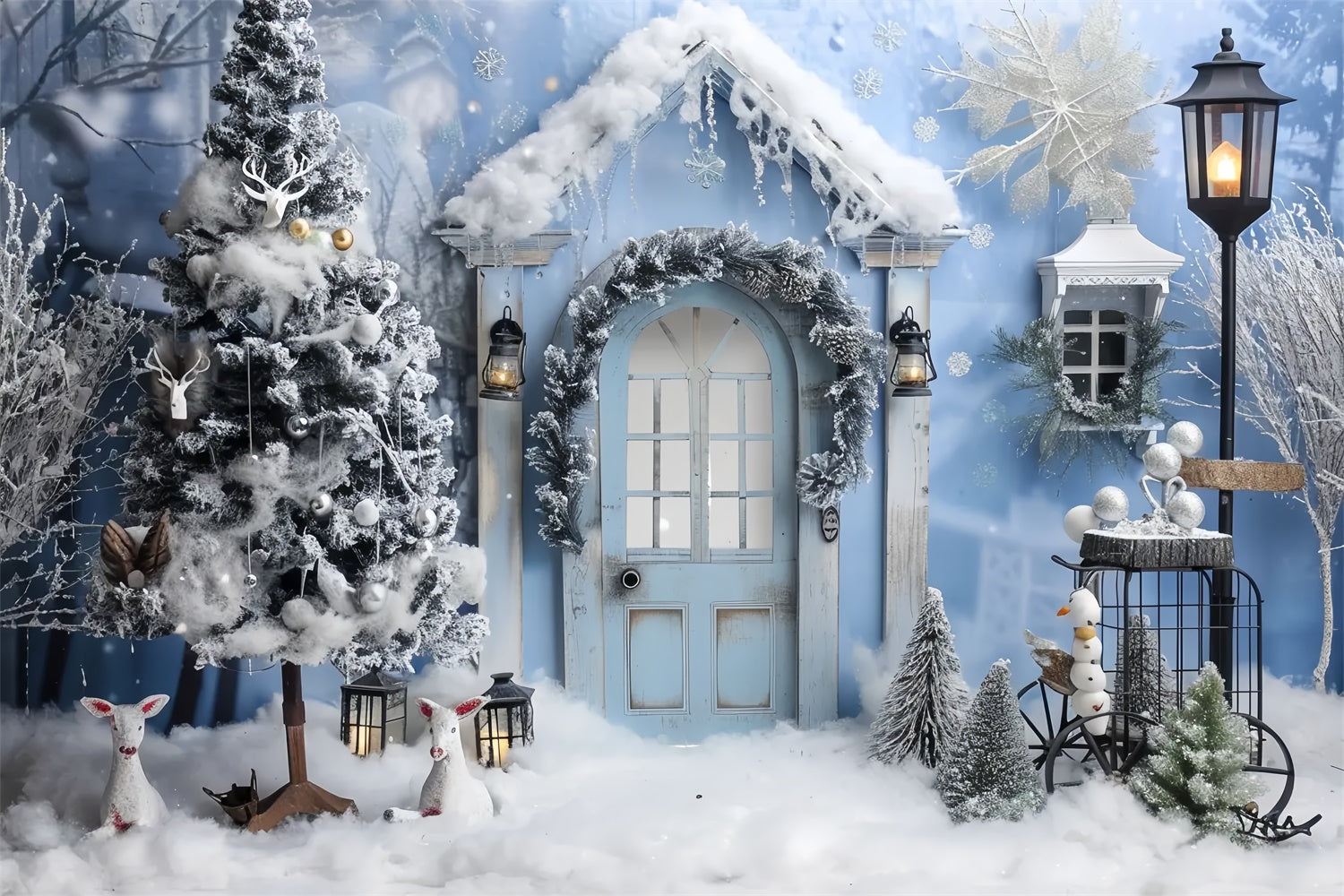 Sfondo Di Natale Winter Wonderland Con Cabina Innevata BRP9-25