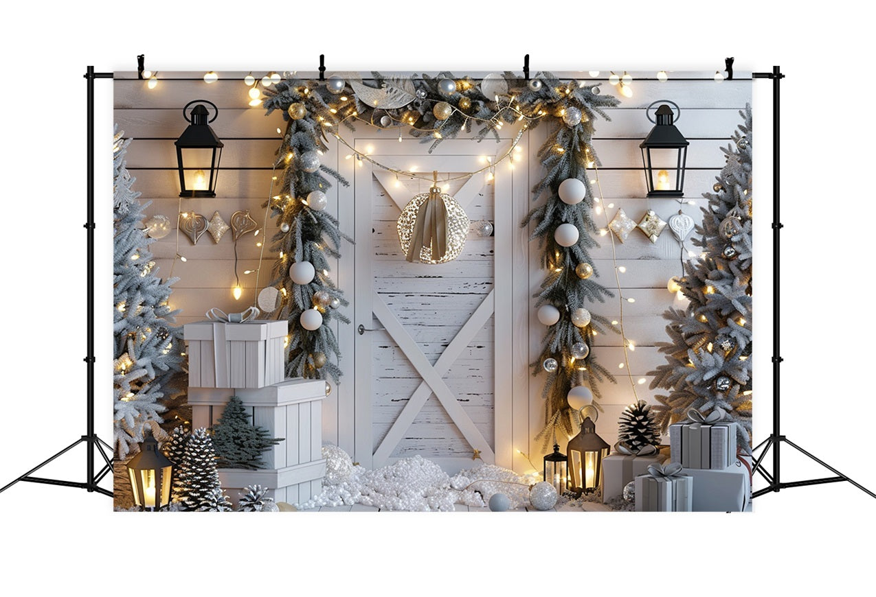Sfondo Di Luci Di Pini Smerigliati Per Porta Winter Wonderland BRP9-261