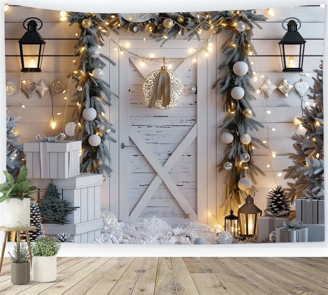Sfondo Di Luci Di Pini Smerigliati Per Porta Winter Wonderland BRP9-261