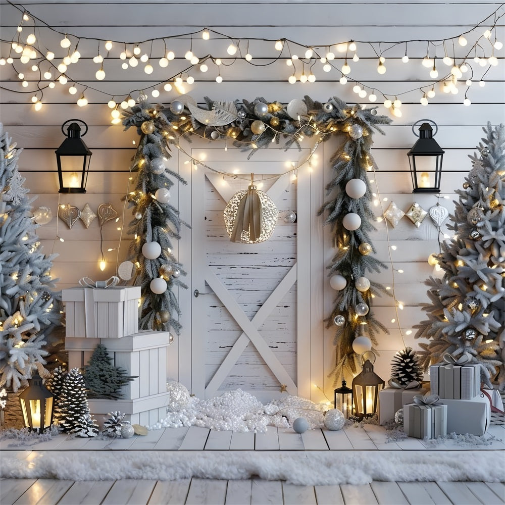 Sfondo Di Luci Di Pini Smerigliati Per Porta Winter Wonderland BRP9-261