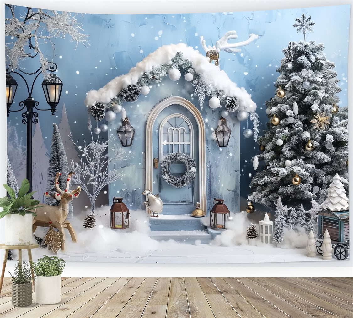Sfondo Di Fascino Della Foresta Di Natale Di Pini Innevati Realistico BRP9-27