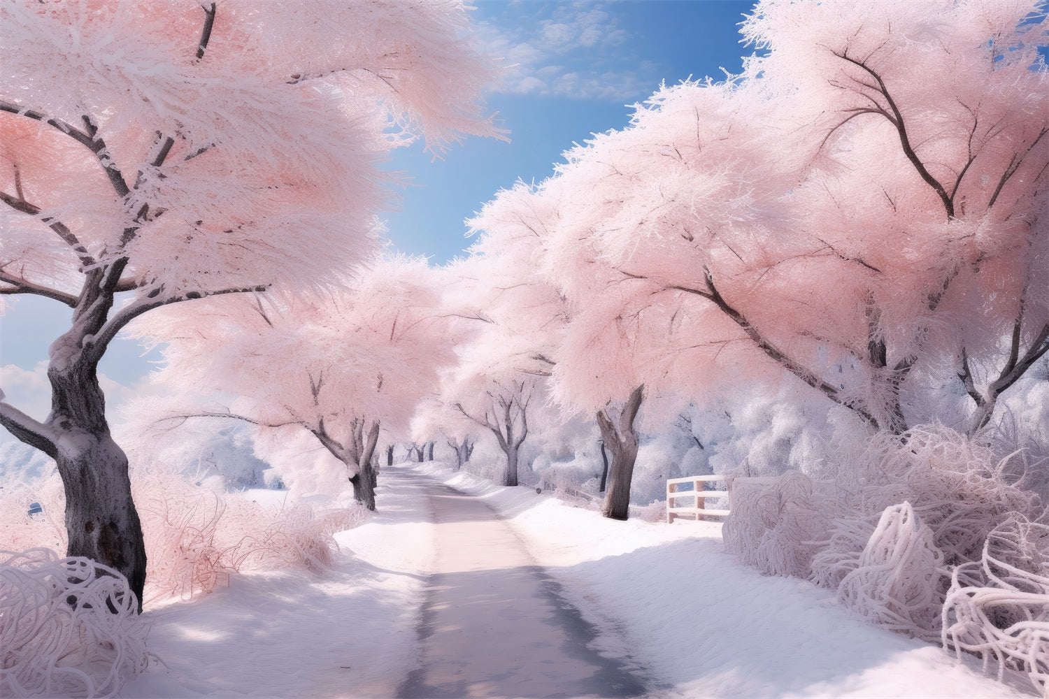 Incantevole Sfondo Invernale Del Paese Delle Meraviglie Dell'Albero Rosa Invernale BRP9-276