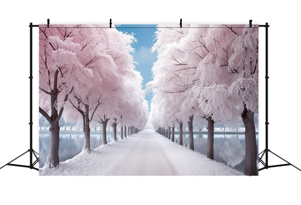 Sfondo Fotografico Sereno Rosa Gelido Percorso Invernale BRP9-277