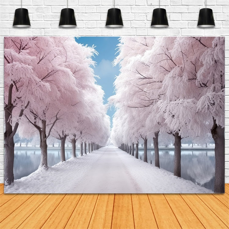 Sfondo Fotografico Sereno Rosa Gelido Percorso Invernale BRP9-277