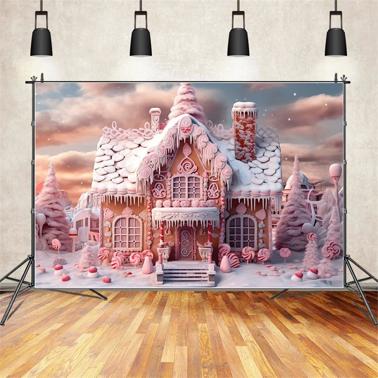 Sfondo Invernale Candy Gingerbread Cottage BRP9-288