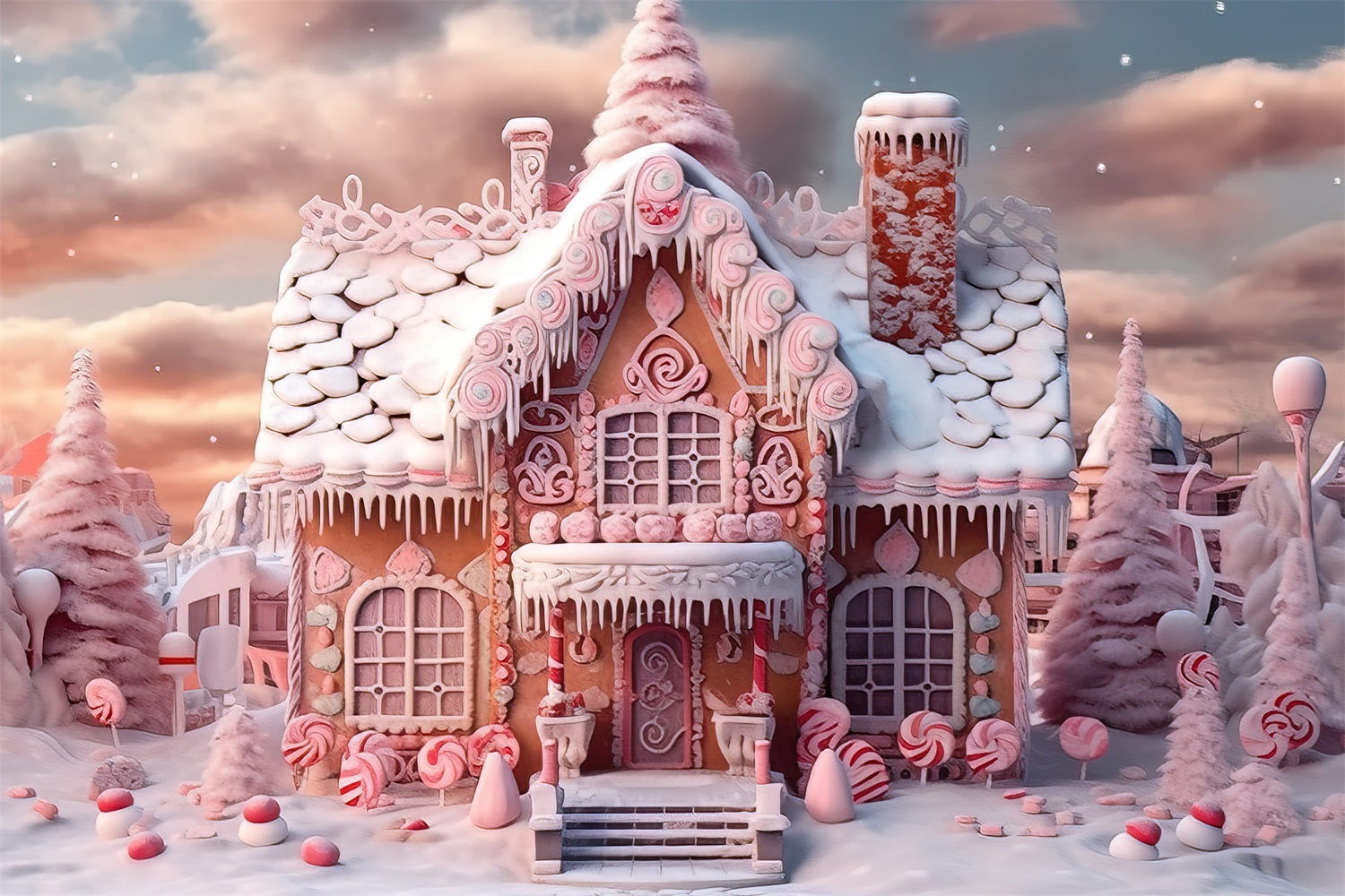 Sfondo Invernale Candy Gingerbread Cottage BRP9-288