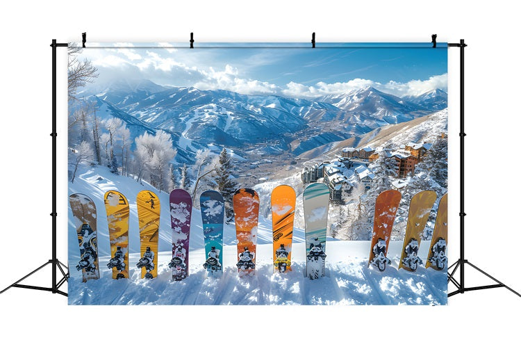 Sfondo Fotografico Con Snowboard Vibranti, Alpi Invernali, BRP9-305