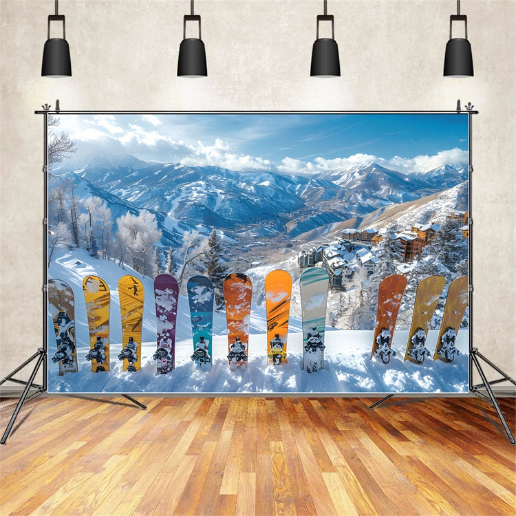 Sfondo Fotografico Con Snowboard Vibranti, Alpi Invernali, BRP9-305