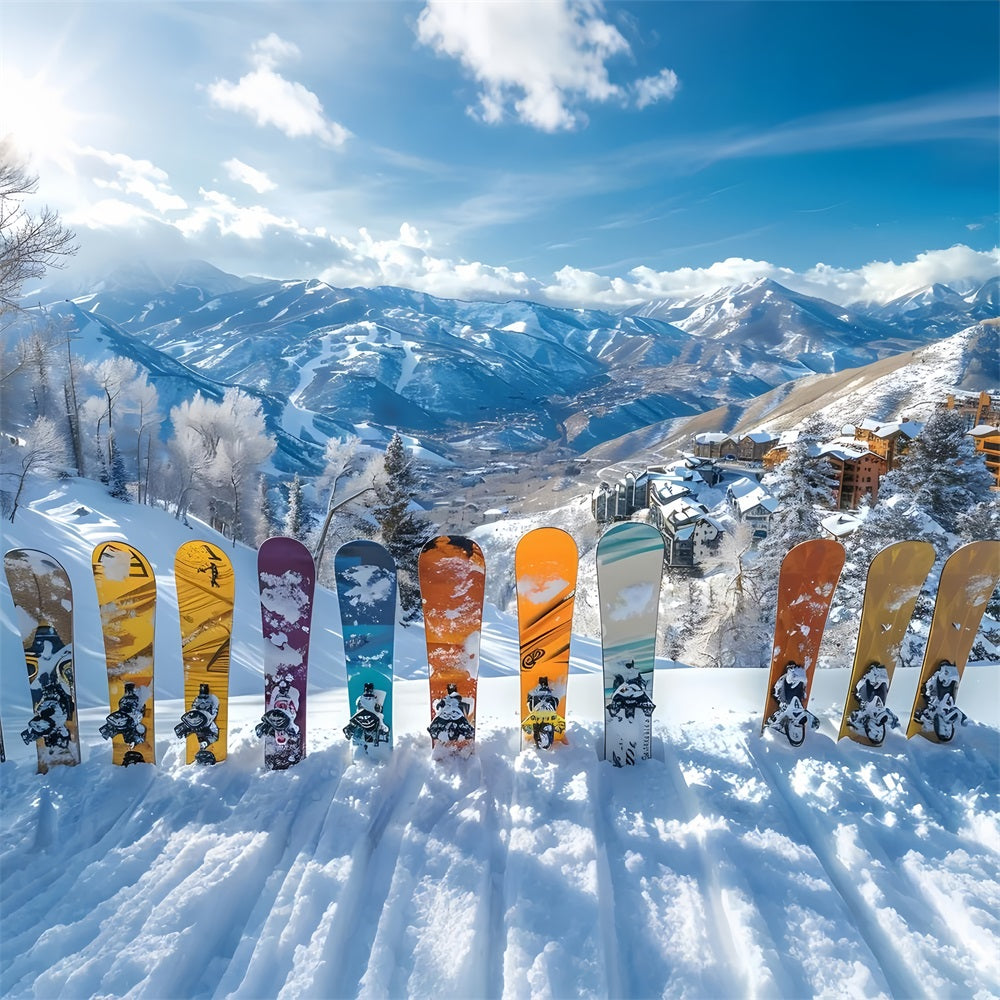 Sfondo Fotografico Con Snowboard Vibranti, Alpi Invernali, BRP9-305