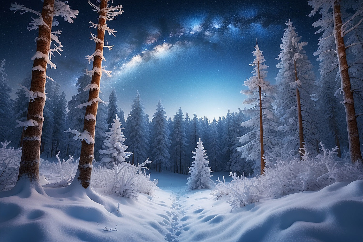 Sfondo Di Pini Innevati Del Paese Delle Meraviglie Invernali BRP9-313