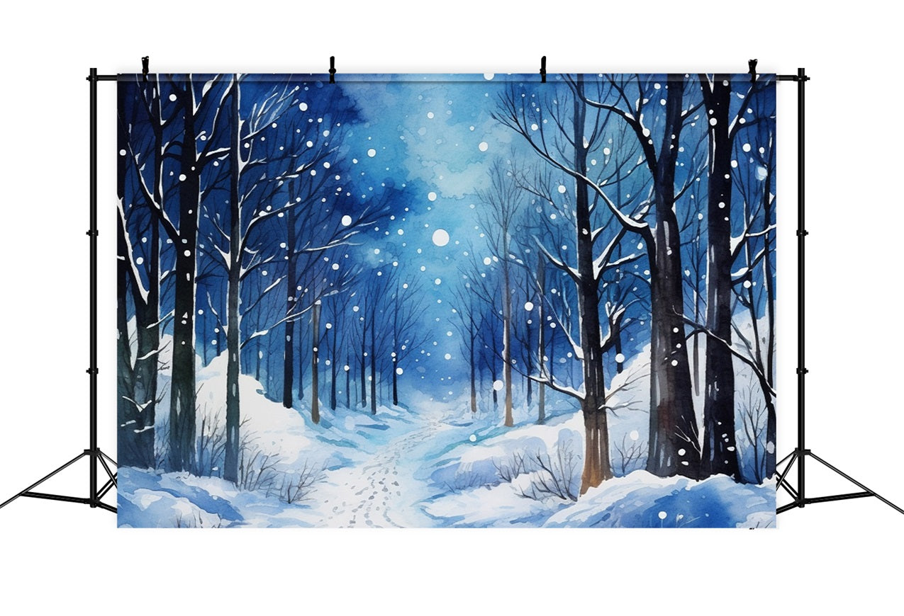 Sfondo Della Foresta Invernale Di Serena Notte Innevata BRP9-314