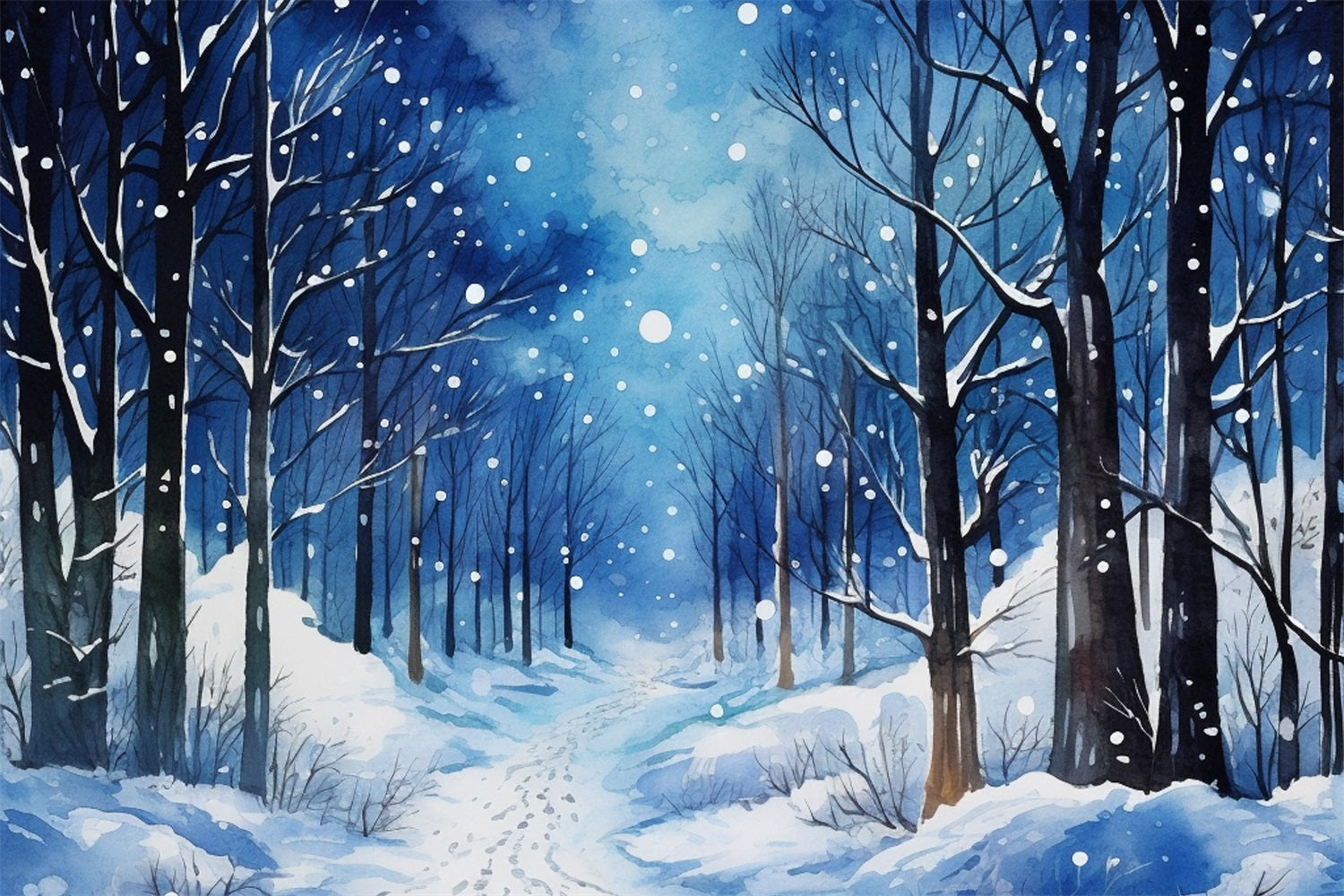 Sfondo Della Foresta Invernale Di Serena Notte Innevata BRP9-314