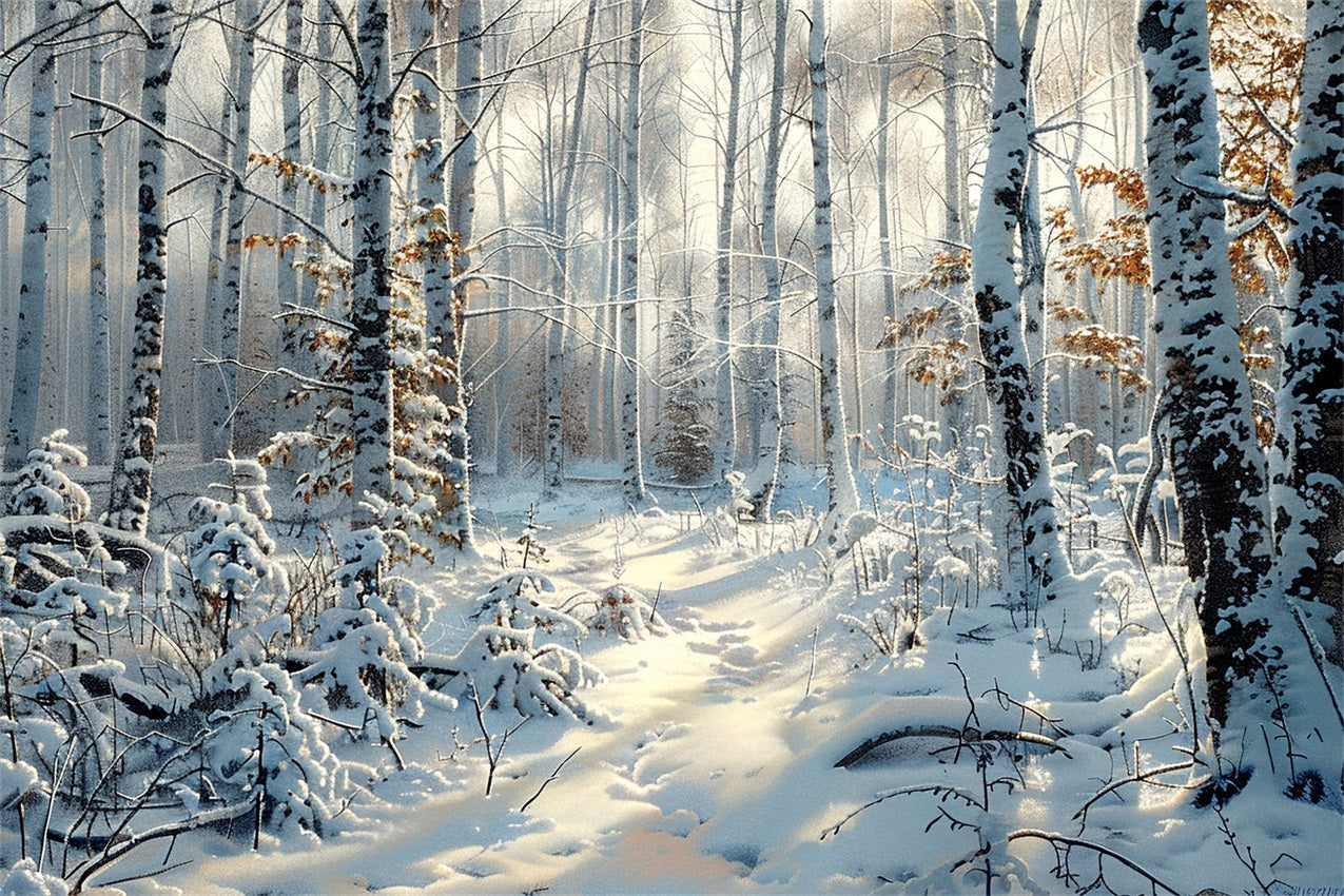 Incantevole Sfondo Invernale Della Foresta Ghiacciata Ricoperta Di Neve BRP9-317