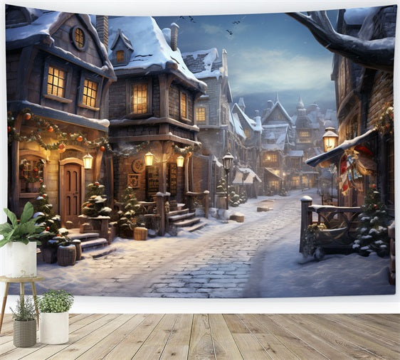 Luci Lampeggianti Sullo Sfondo Di Winter House Street BRP9-338