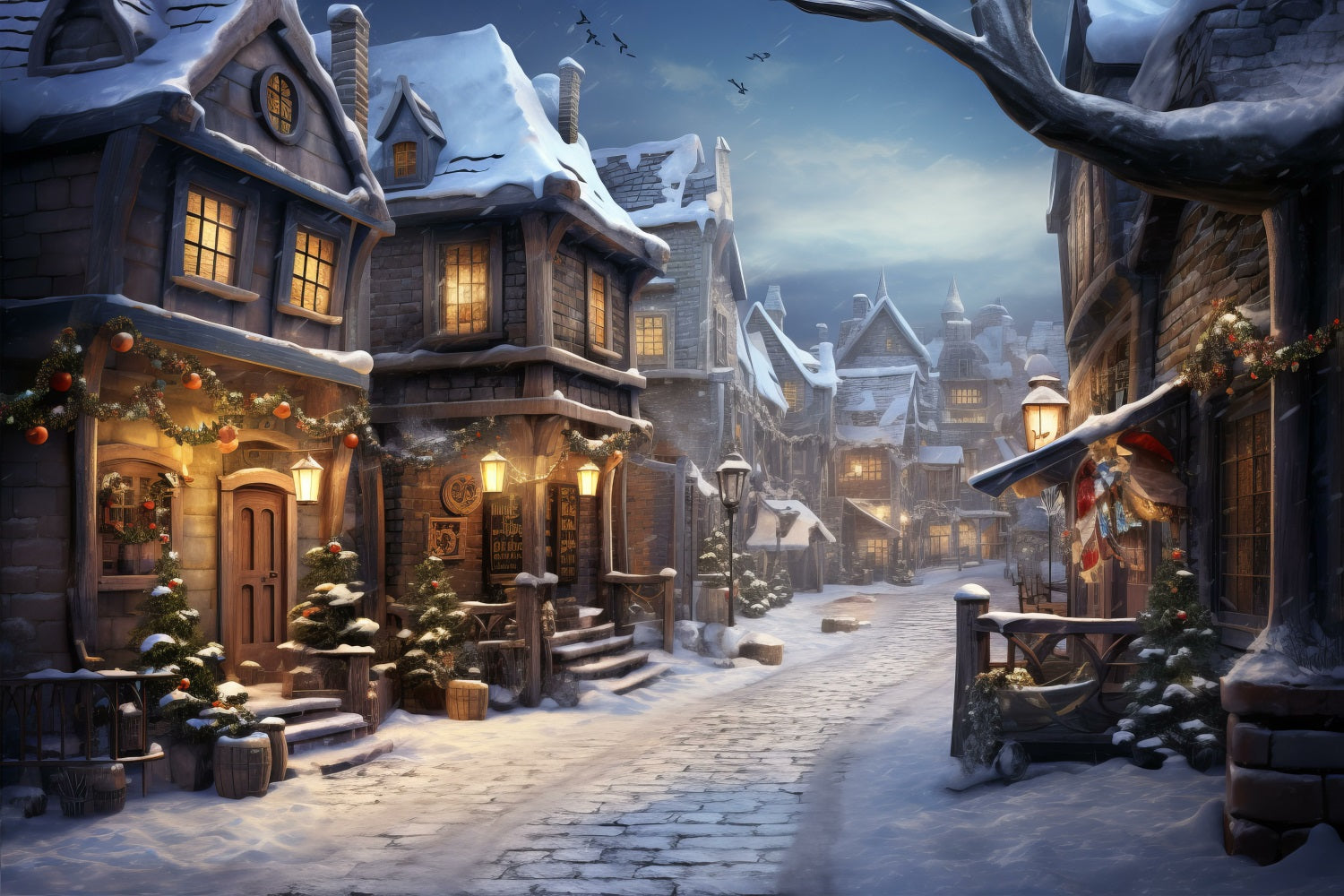 Luci Lampeggianti Sullo Sfondo Di Winter House Street BRP9-338