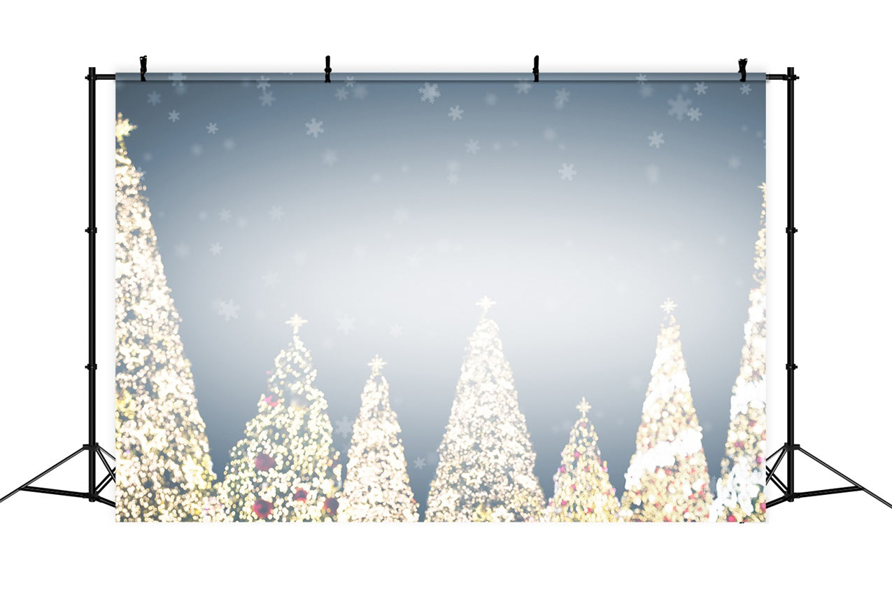 Sfondo Invernale Innevato Con Alberi Luminosi E Fiocchi Di Neve BRP9-340