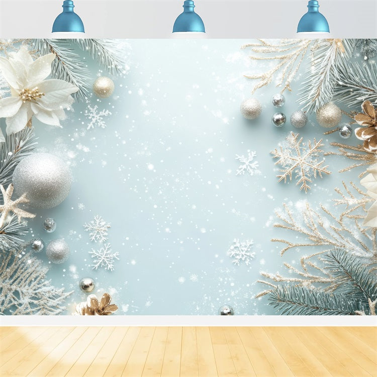 Sfondo Di Decorazioni Natalizie Con Alberi Innevati Invernali BRP9-341