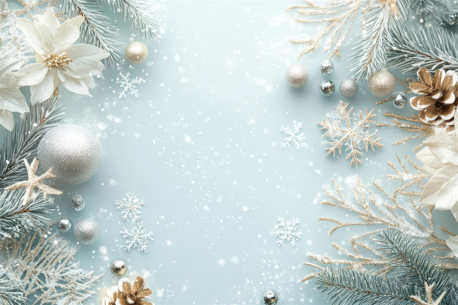 Sfondo Di Decorazioni Natalizie Con Alberi Innevati Invernali BRP9-341
