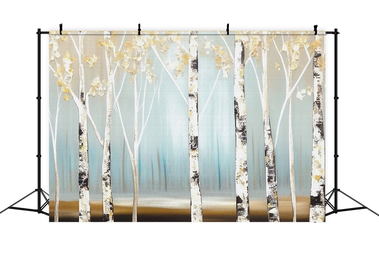 Sfondo Di Foschia Leggera Della Foresta Di Betulle Invernali Serene BRP9-342