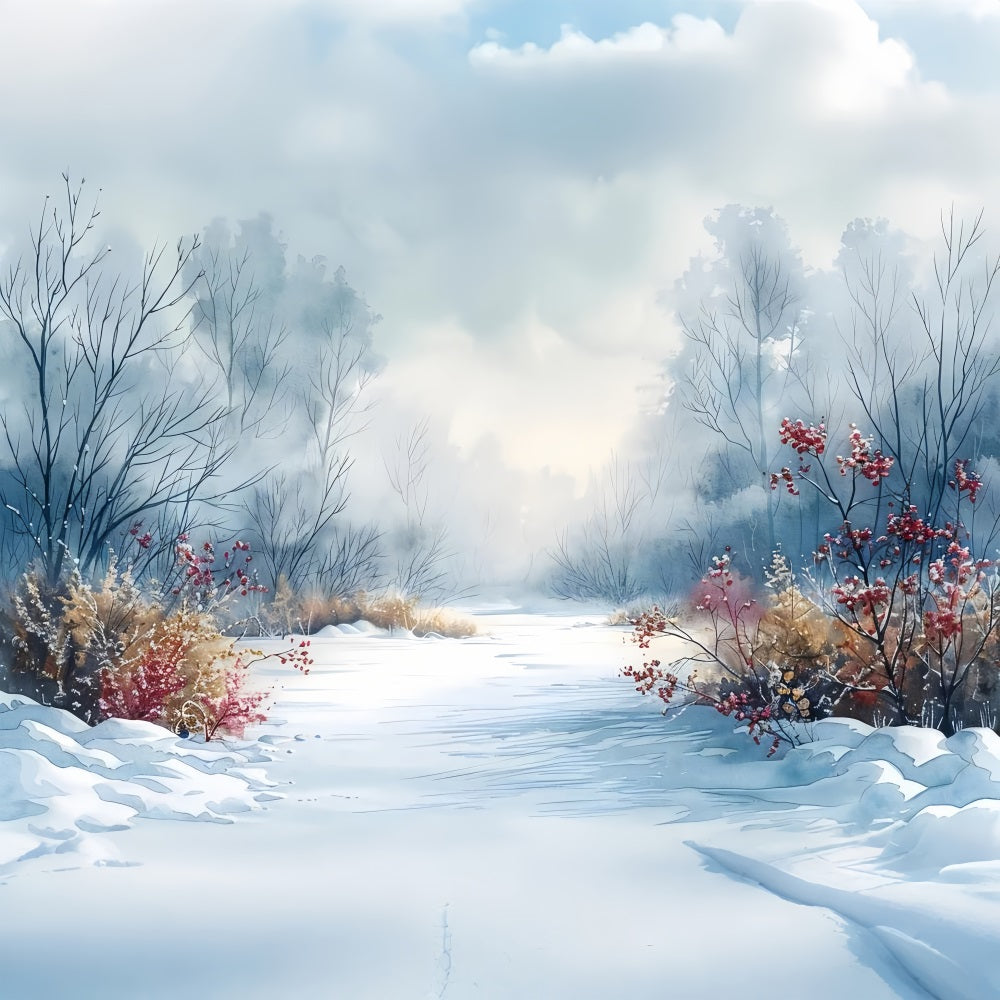 Sfondo Di Cespugli Di Bacche Ghiacciate Winter Wonderland BRP9-357
