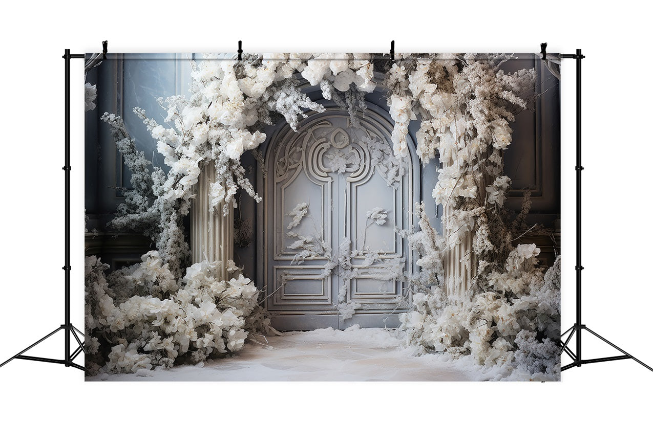 Sfondo Porta Ad Arco Floreale Bianco Winter Wonderland BRP9-374