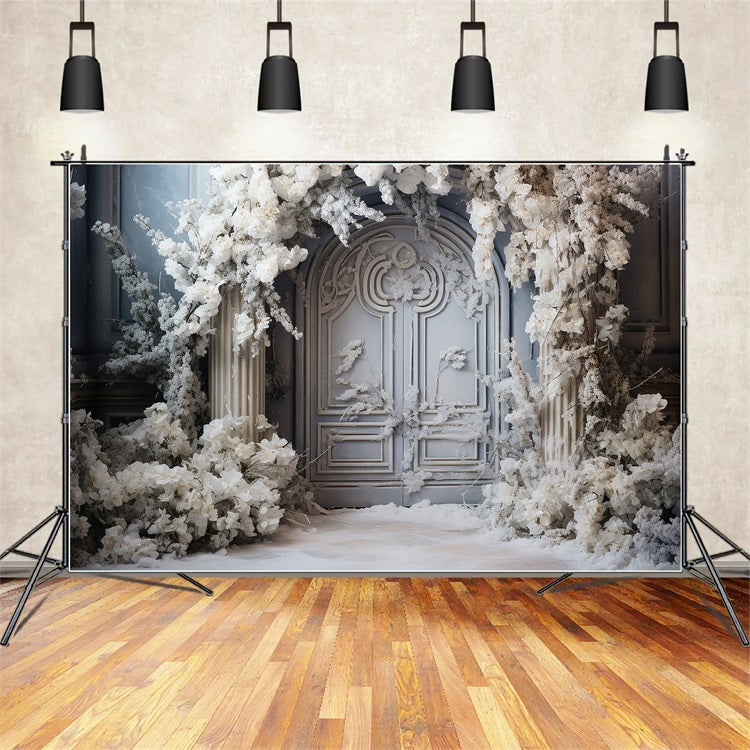 Sfondo Porta Ad Arco Floreale Bianco Winter Wonderland BRP9-374