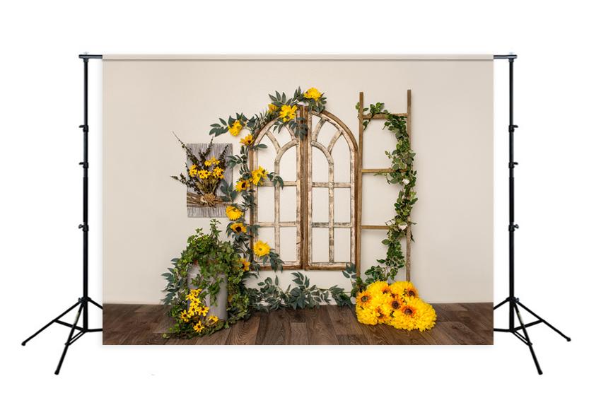 Sfondo Fotografico Con Decorazioni Di Fiori Gialli Primaverili Progettato Da Beth Hrachovina