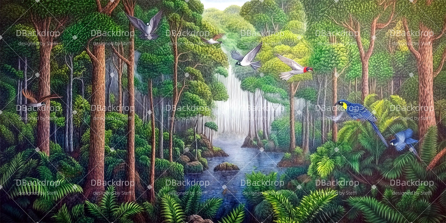 Fondale Per Palcoscenico Con Foresta Fondale Per Cinema Con Uccelli Nella Giungla CSH511-T16