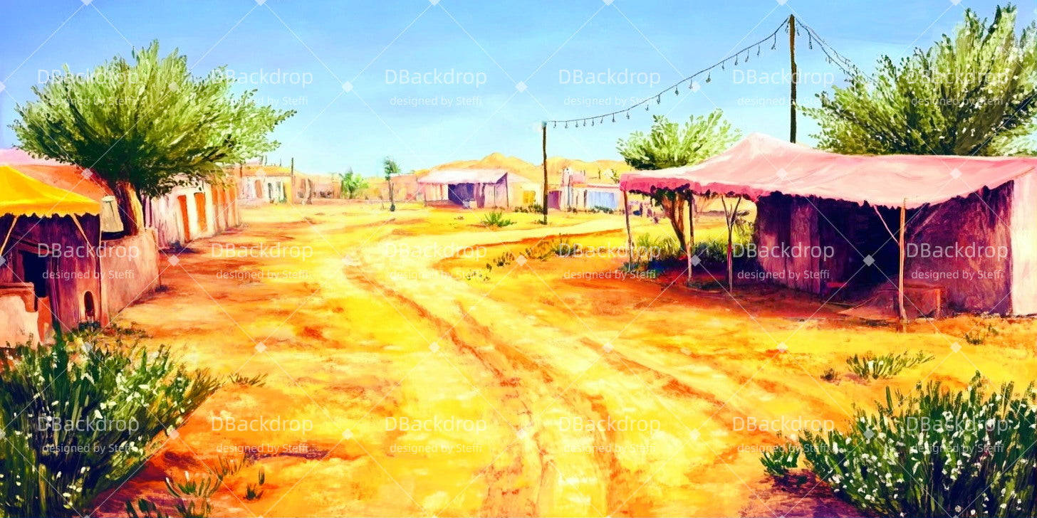 Fondale Teatrale Dessert Village Road Fondali Per Palcoscenici In Vendita CSH511-T77