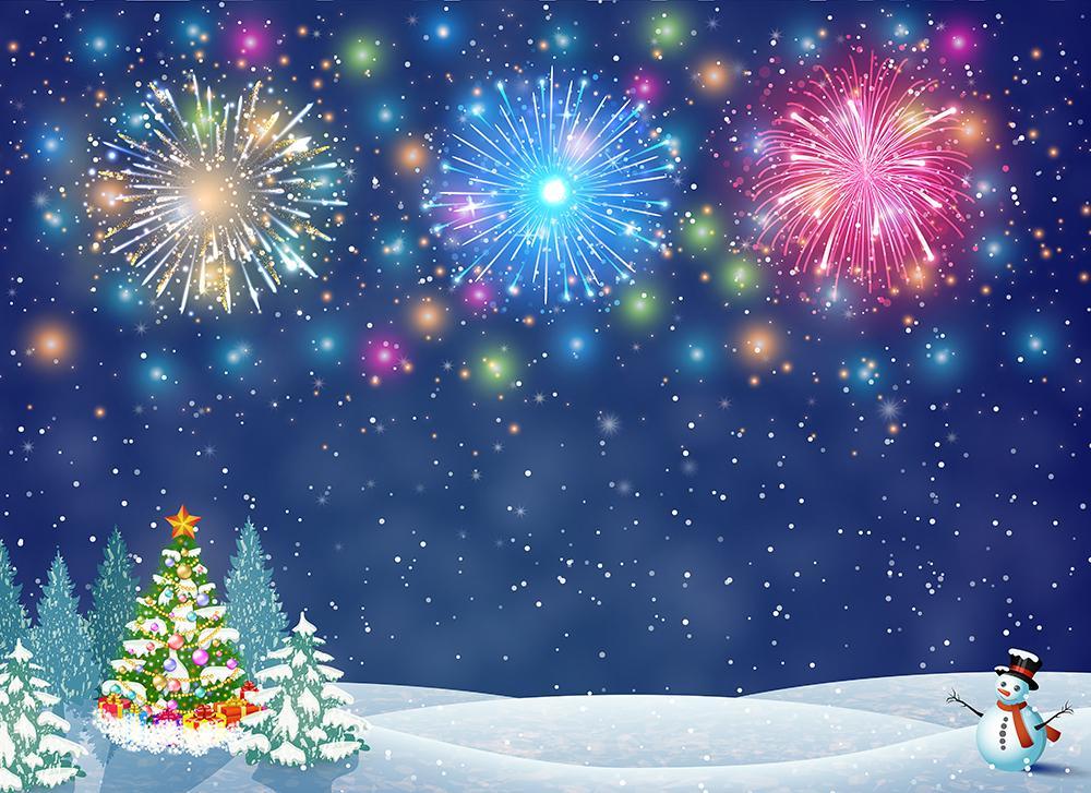 Cartoon Fireworks Christmas Ornaments Backdrop for Pictures DBD-19401