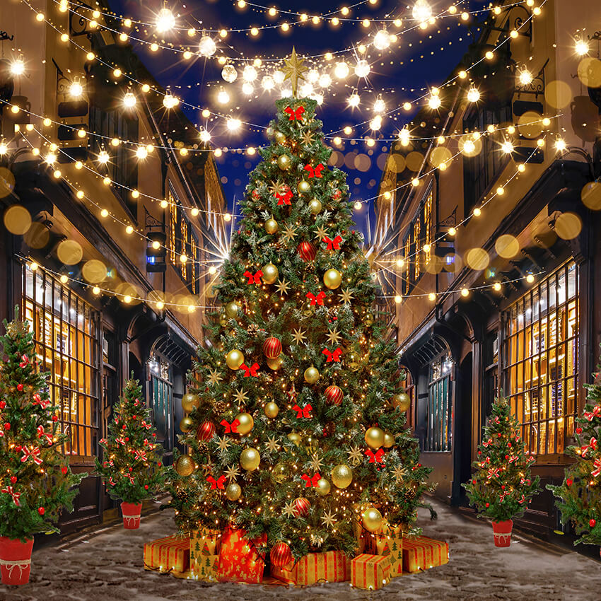 Sfondo Di Celebrazione Del Capodanno Dell'Albero Di Natale D1000