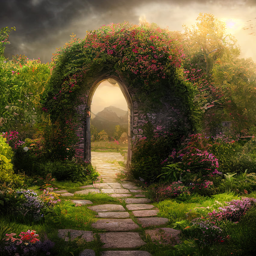 Sfondo Del Giardino Dell'Arco Di Fiori Magici Di Primavera D1015