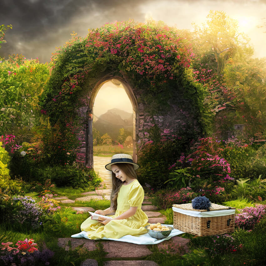 Sfondo Del Giardino Dell'Arco Di Fiori Magici Di Primavera D1015