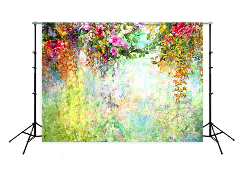 Fiori Astratti Pittura Ad Acquerello Primavera Fiori Multicolori Sfondo D327