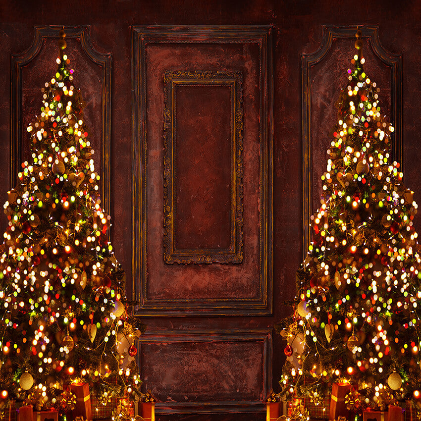 Sfondo Fotografico Retr¨° Con Alberi Di Natale D915