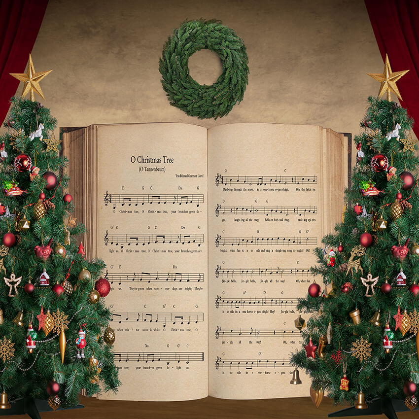 Sfondo Del Sipario Natalizio Carol Dell'Albero Di Natale D927