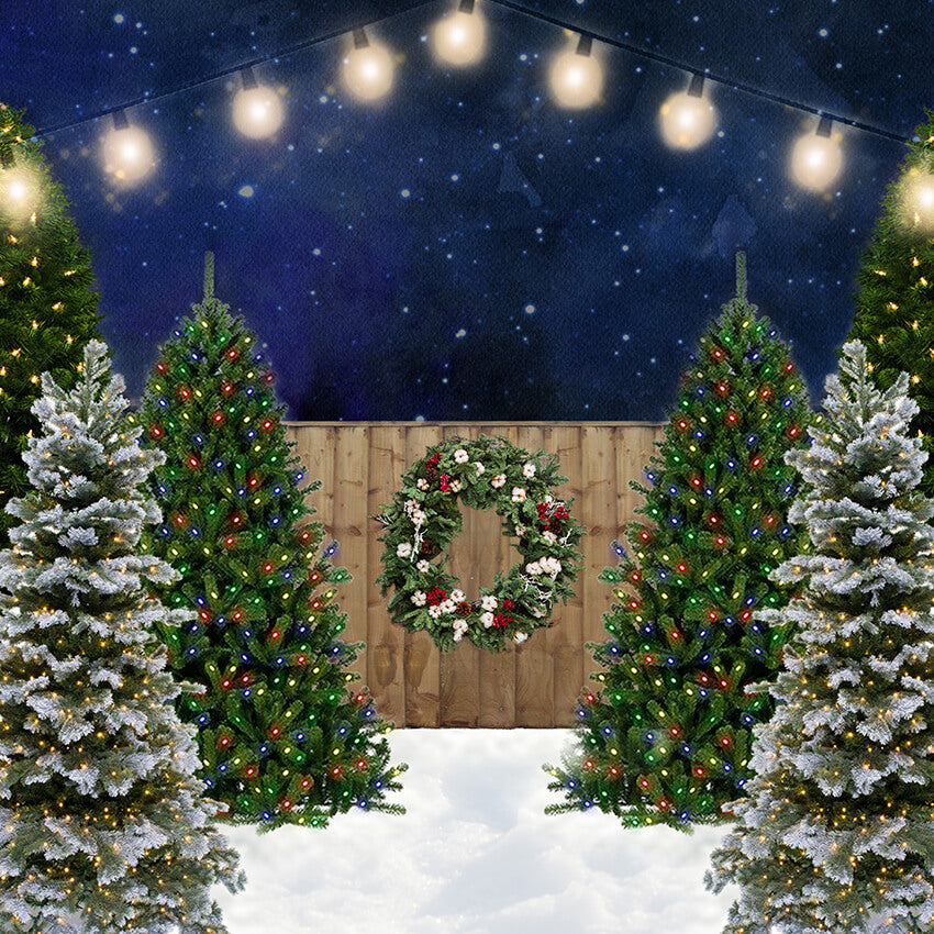 Sfondo Luci Porta In Legno Albero Di Natale D960