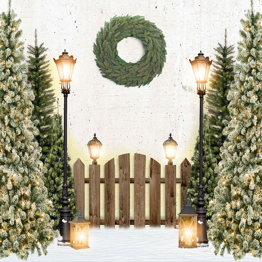 Il Recinto Di Legno Illumina Lo Sfondo Dell'Albero Di Natale D968