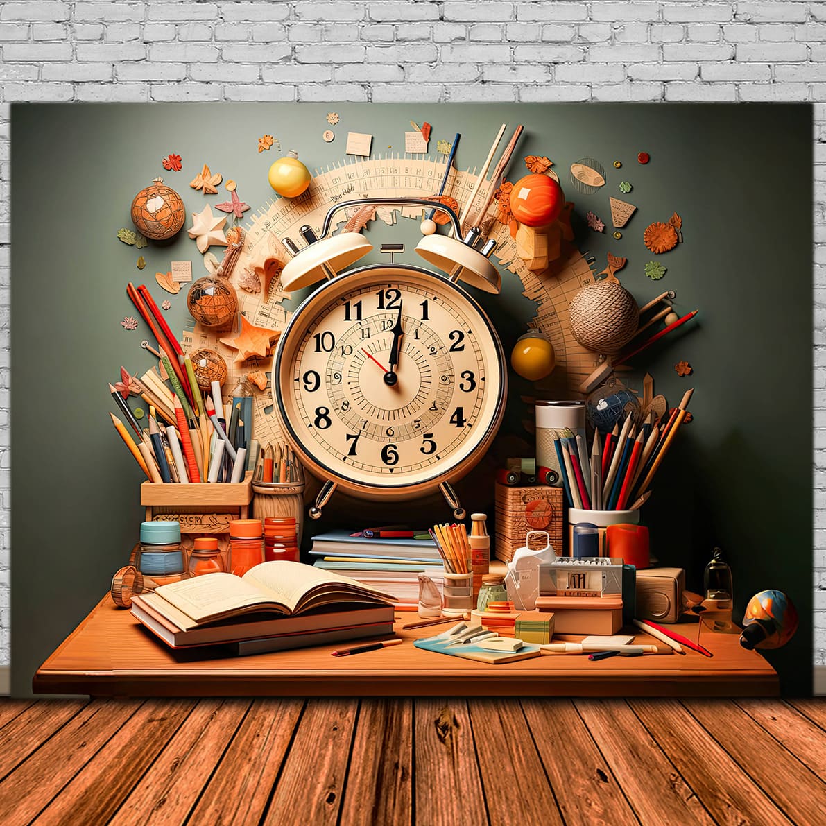 Sveglia Materiale Scolastico Fondale Fotografico DBD7-53