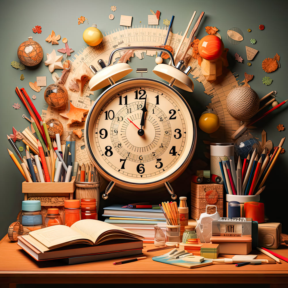 Sveglia Materiale Scolastico Fondale Fotografico DBD7-53