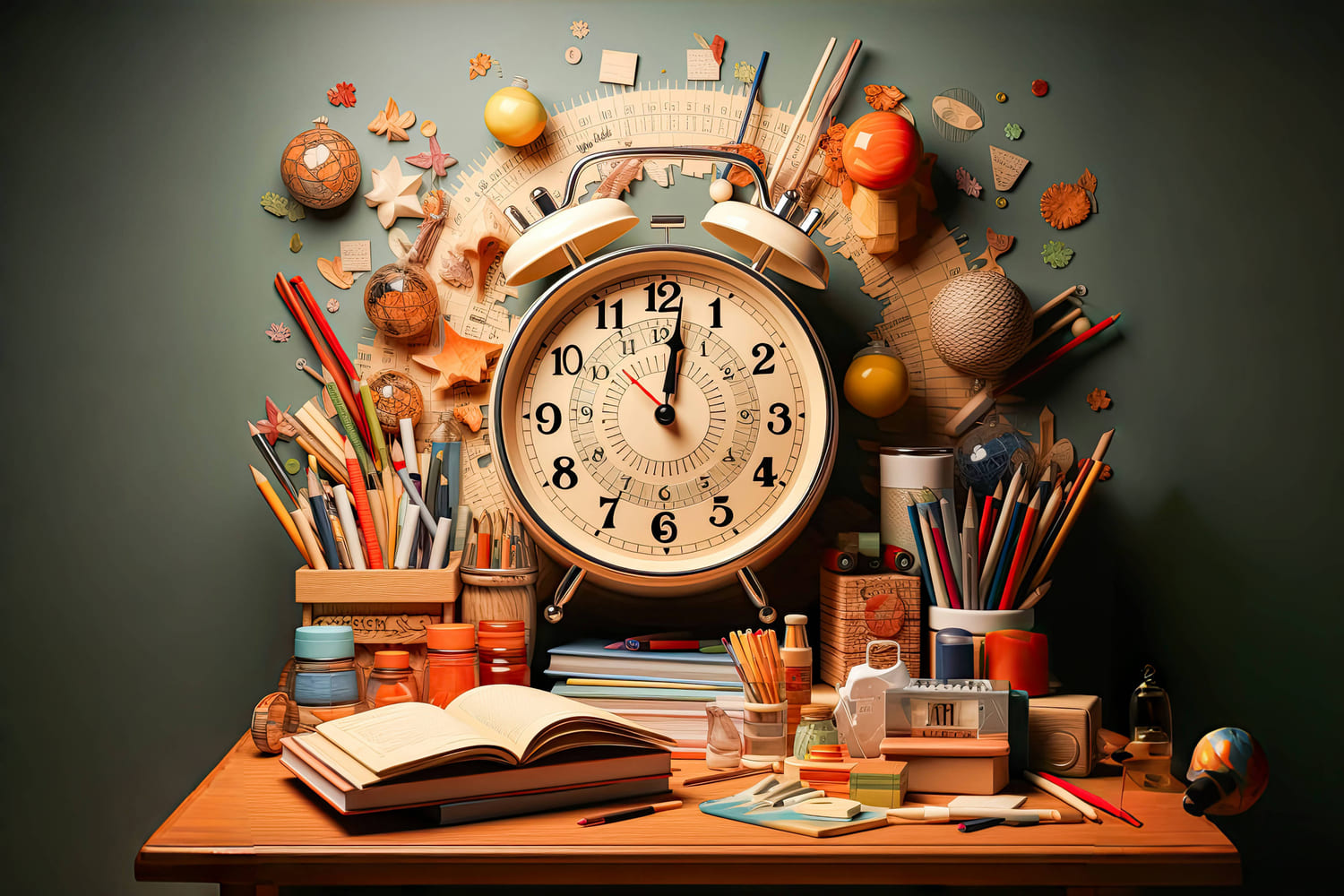 Sveglia Materiale Scolastico Fondale Fotografico DBD7-53