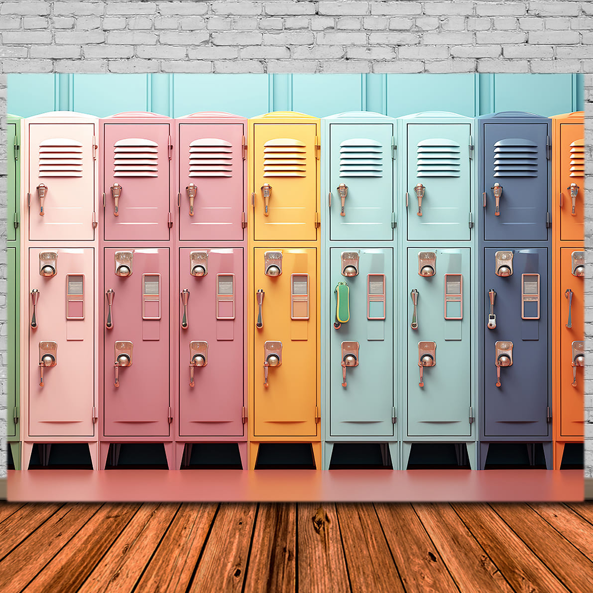 Sfondo Fotografico Con Armadietti Colorati Per La Scuola DBD7-85