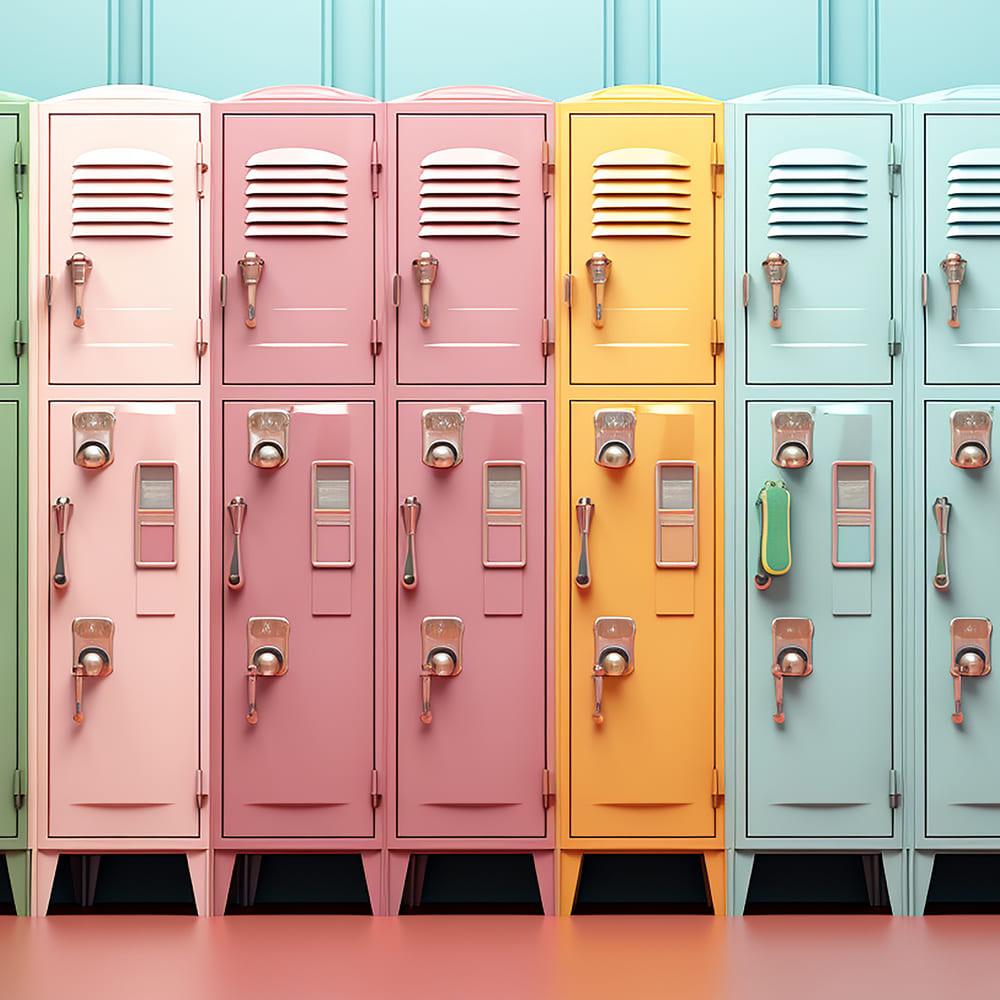 Sfondo Fotografico Con Armadietti Colorati Per La Scuola DBD7-85