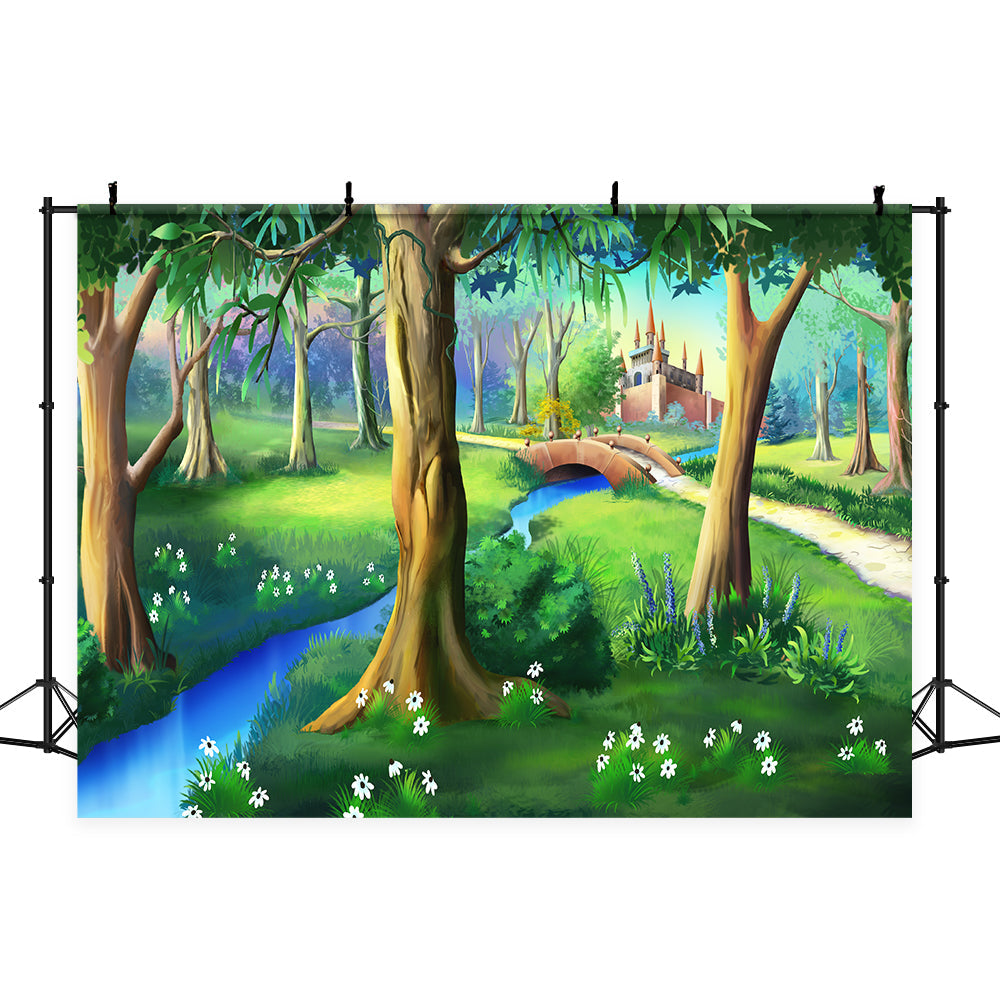 Fondale Per Studio Fotografico Cartoon Forest Castle G-583