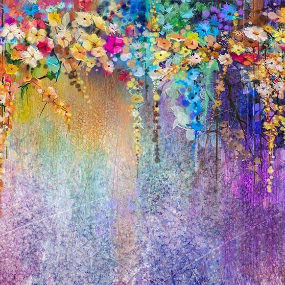 Bellissimo Sfondo Dipinto Di Fiori Viola Per Photo Studio G-771