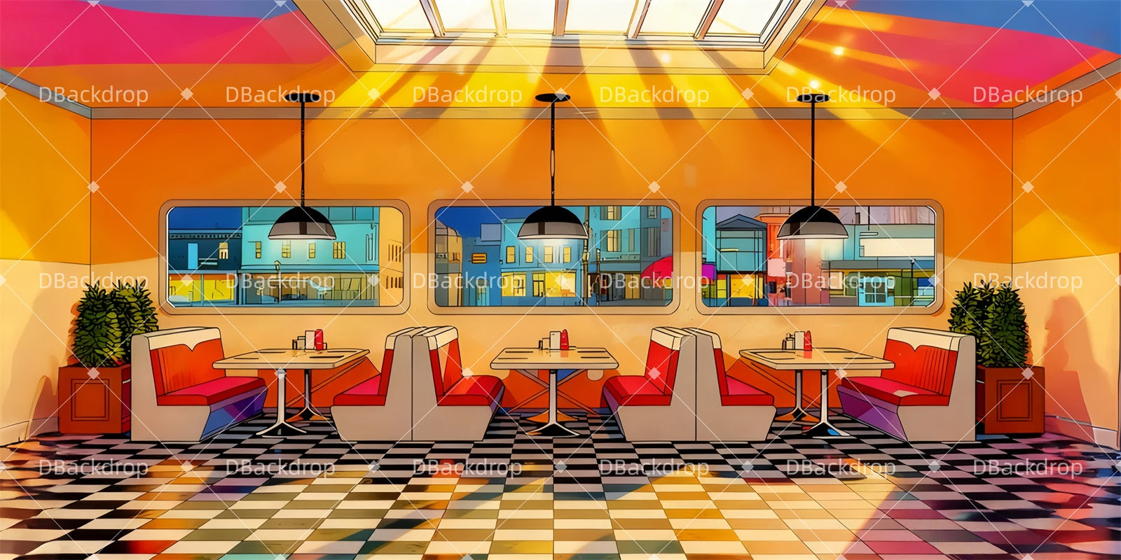 Fondali Per Spettacoli Fondale Per Palcoscenico Teatrale Diner Anni '50 LXX510-T43