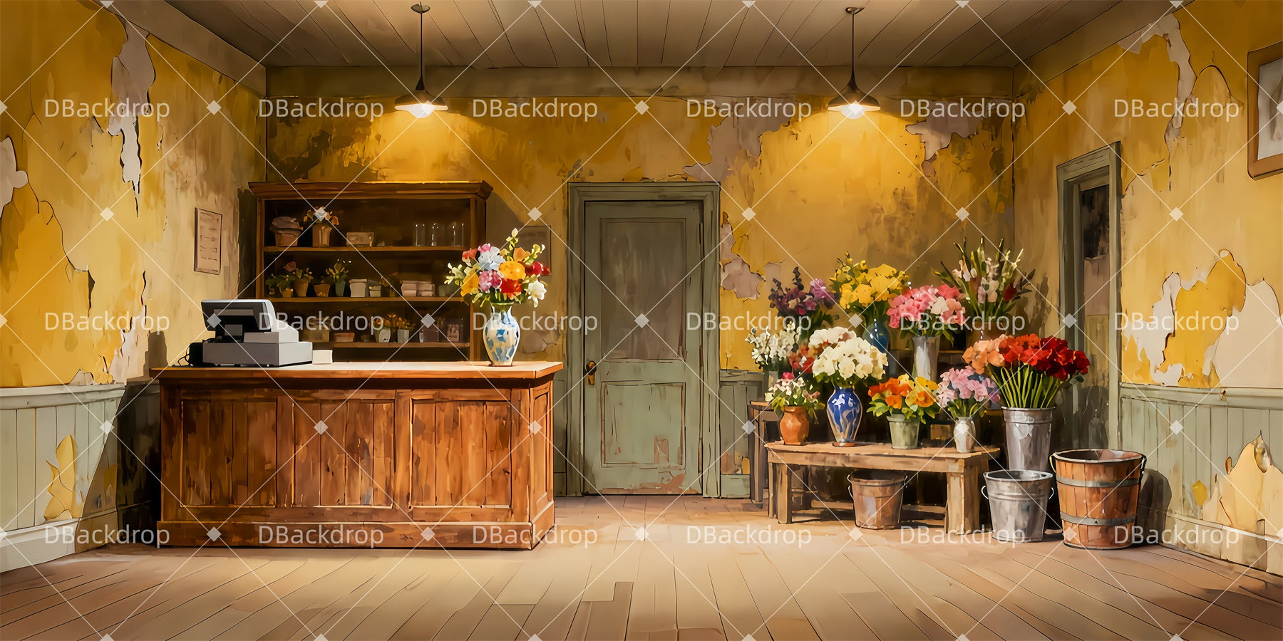 Fondali Per Spettacoli Fondali Per Spettacoli Scolastici Negozi Di Fiori Vintage LXX511-T3