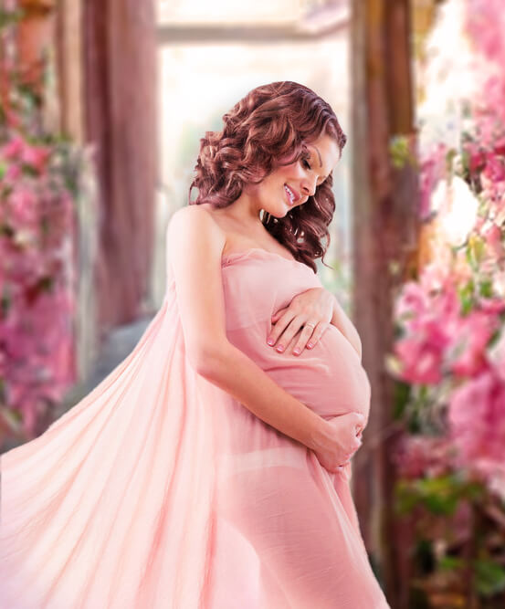 Sfondo Fotografico Dipinto Con Corridoio Di Fiori Rosa M-26